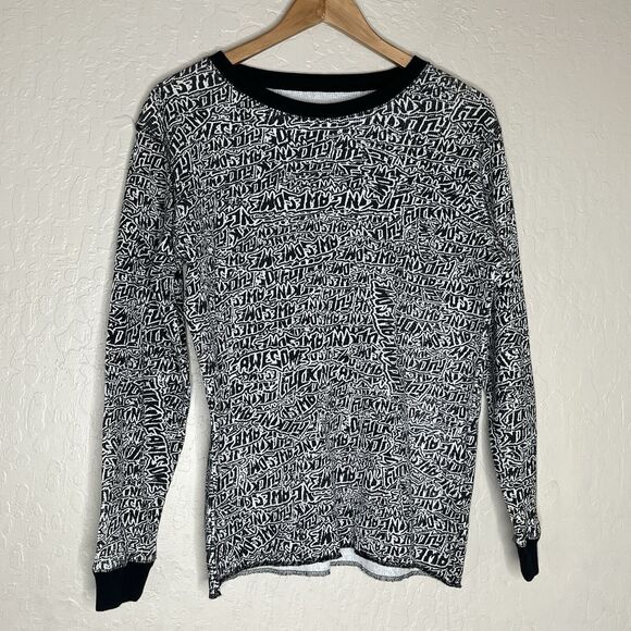 F*cking Awesome FA World  Black White All Over Print Thermal Shirt Mens M NWT - Picture 1 of 10